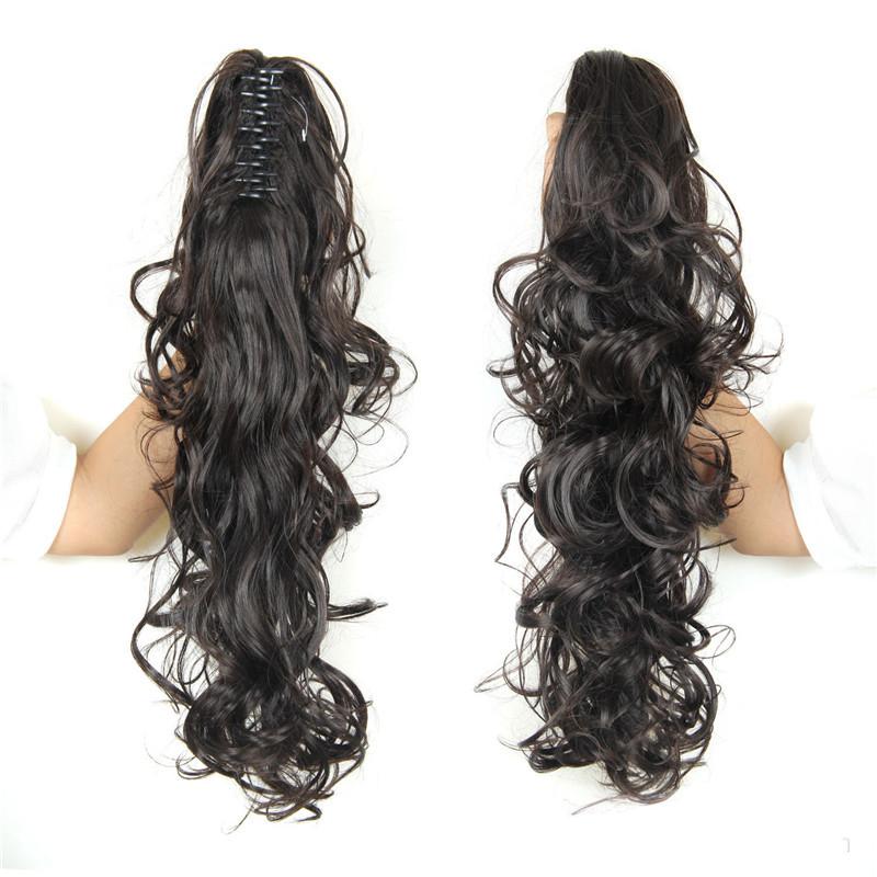 Gripper style ponytail with long curly hair
