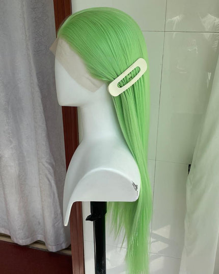 Synthetic lace frontal color wig straight---13*4---light green color--pay 1 get 2