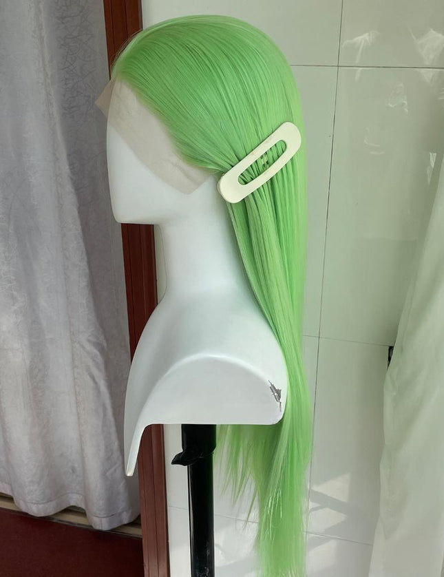 Synthetic lace frontal color wig straight---13*4---light green color--pay 1 get 2