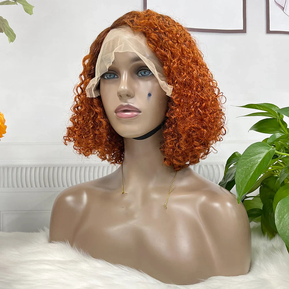 Pixie curly color #T4/350  Bob Wig 13x4 Lace Front 100% Virgin Human Hair