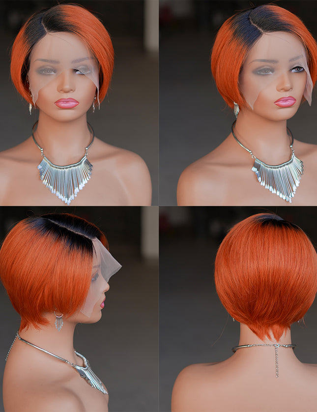 Pixie Cut Wig 13*4*1 lace part ---9164-1B/350#---pay 1 get 2