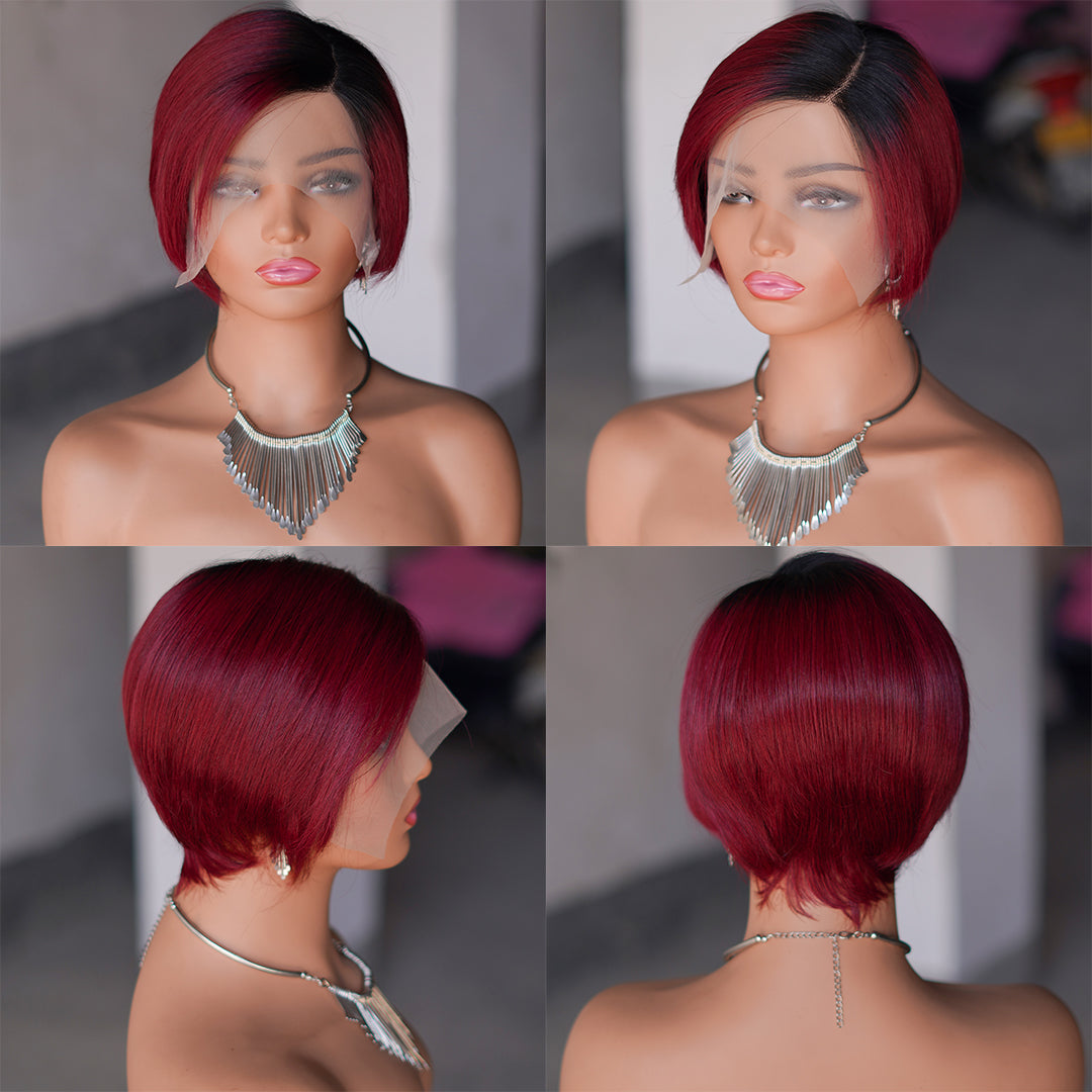 Pixie Cut Wig 13*4*1 lace part ---9164-1B/99#--RMB 120--100g