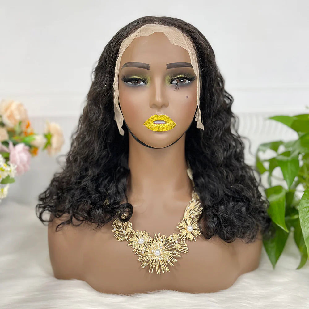 Pissy curl, natural black 13x4 Lace Frontal 100% Virgin Human Hair Transparent  LACE Wig 180% density