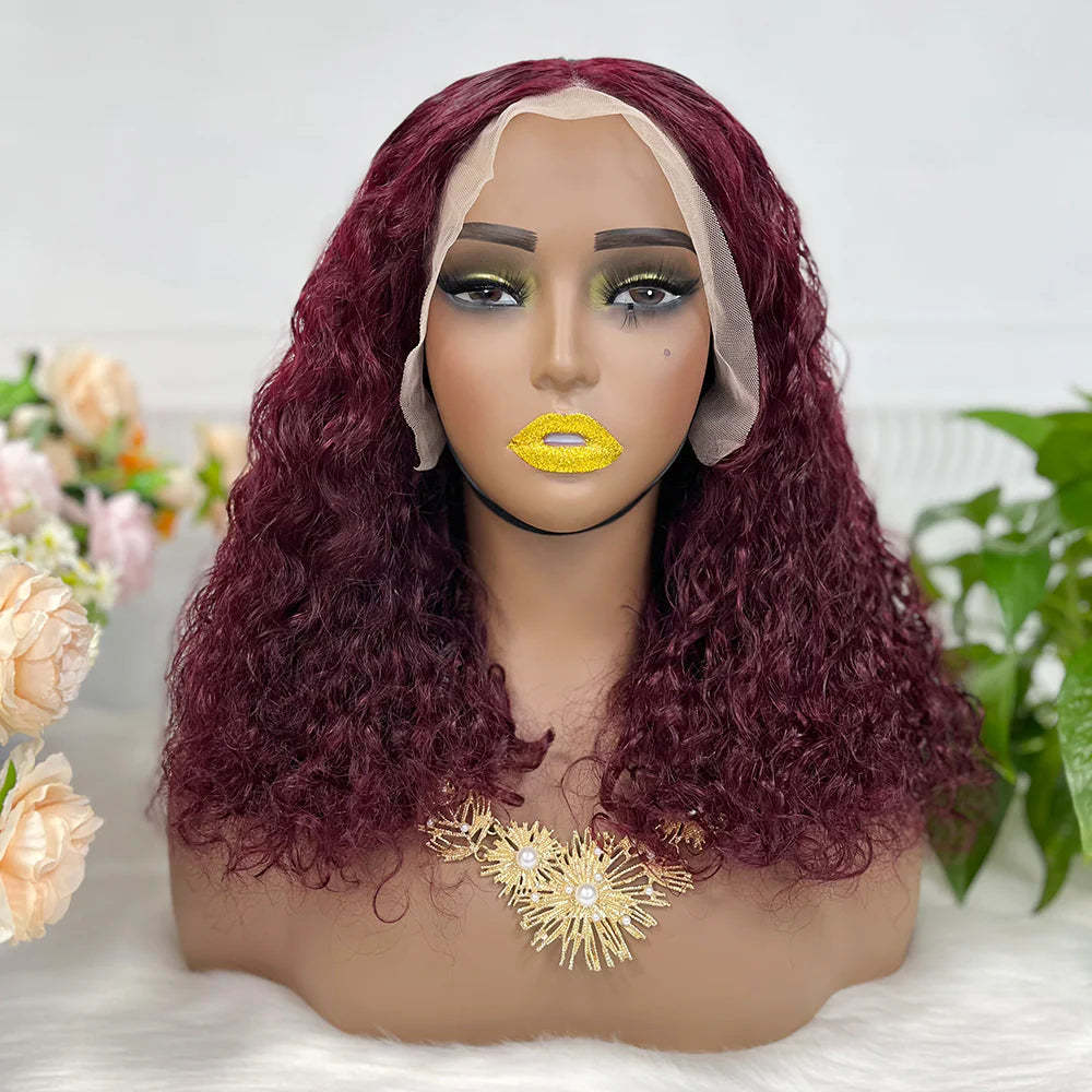 Pissy curl color #99j， 13x4 Lace Frontal wig 100% Virgin Human Hair Transparent  LACE Wig 180% density