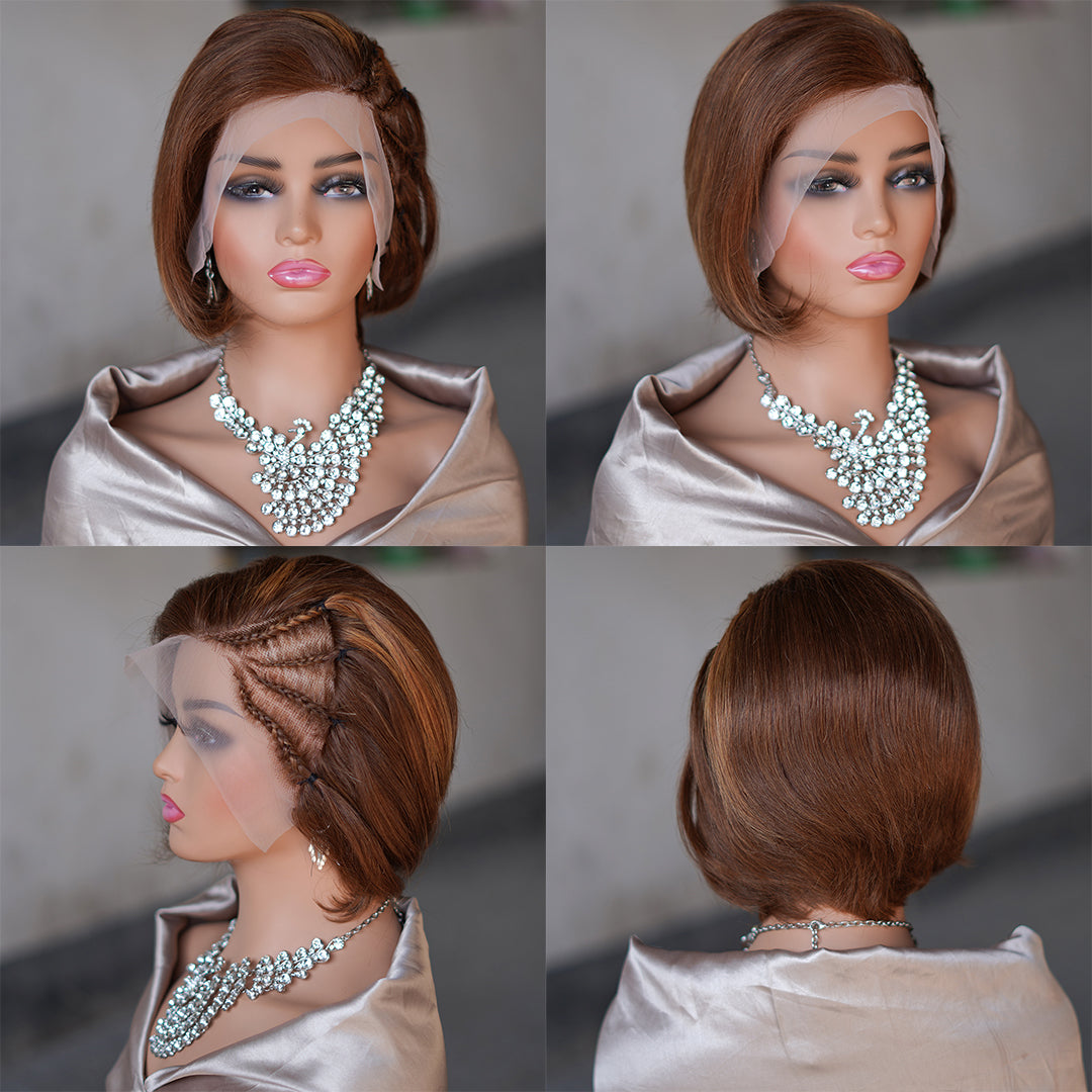 Pixie cut wig 13x4 Lace Frontal Wig--- #4/30---JK8818---RMB 187---130g