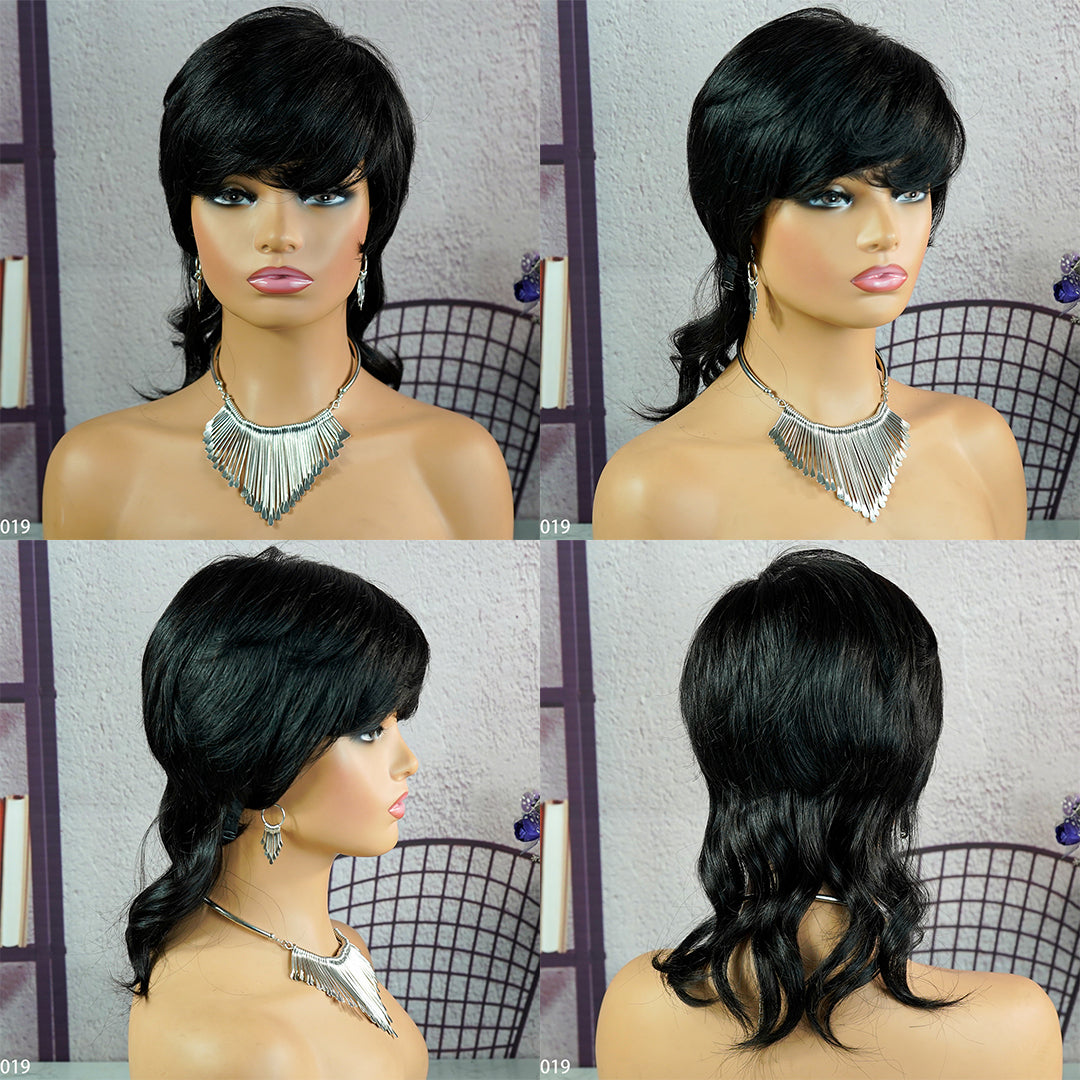 Machine made pixie cut wig---JKCX019-#1B---RMB 83