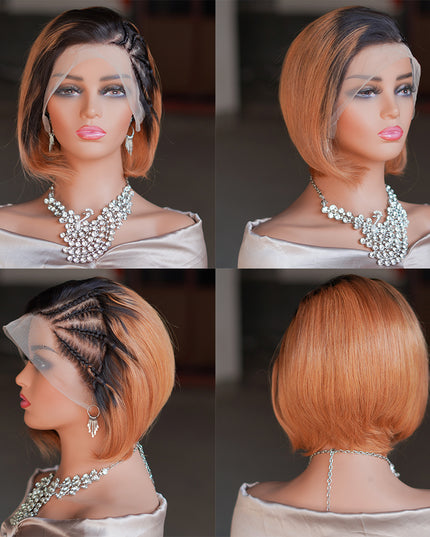 Pixie cut wig 13x4 Lace Frontal Wig---JK045--Ombre #T30