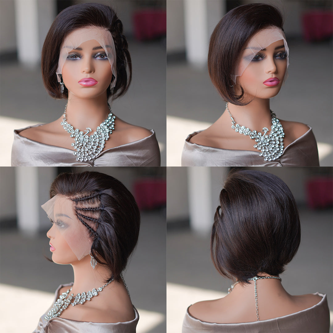 Pixie cut wig 13x4 Lace Frontal Wig---color #1B---JK8818---RMB 176--130g