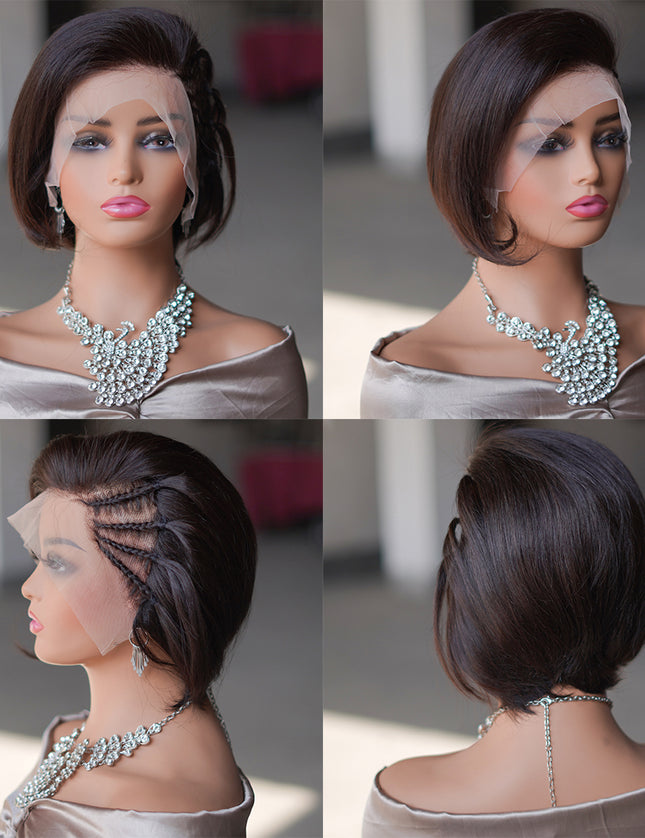 Pixie cut wig 13x4 Lace Frontal Wig---color #1B---JK045