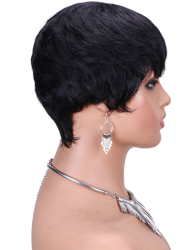 Machine made pixie cut wig--JK9047---#1B----pay 1 get 2