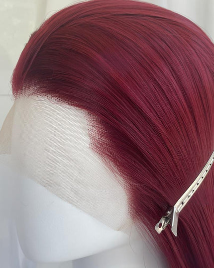 Synthetic lace frontal color wig---13*4---Raspberry Red color