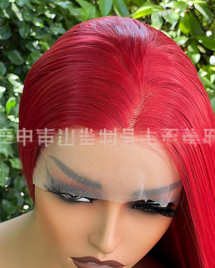 Synthetic lace frontal color wig straight---13*4---Ruby red color--pay 1 get 2