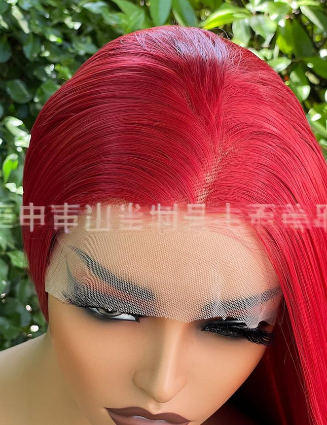 Synthetic lace frontal color wig straight---13*4---Ruby red color--pay 1 get 2