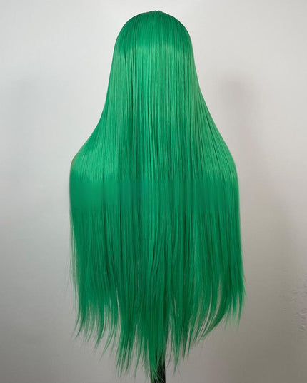 Synthetic lace frontal color wig straight---13*4---Copper green color--pay 1 get 2
