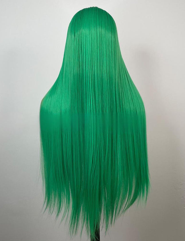 Synthetic lace frontal color wig straight---13*4---Copper green color--pay 1 get 2