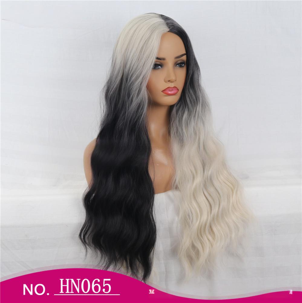 Fiber Wig  Black and White Gradient, Fashion Cosplay, Halloween Party Costume