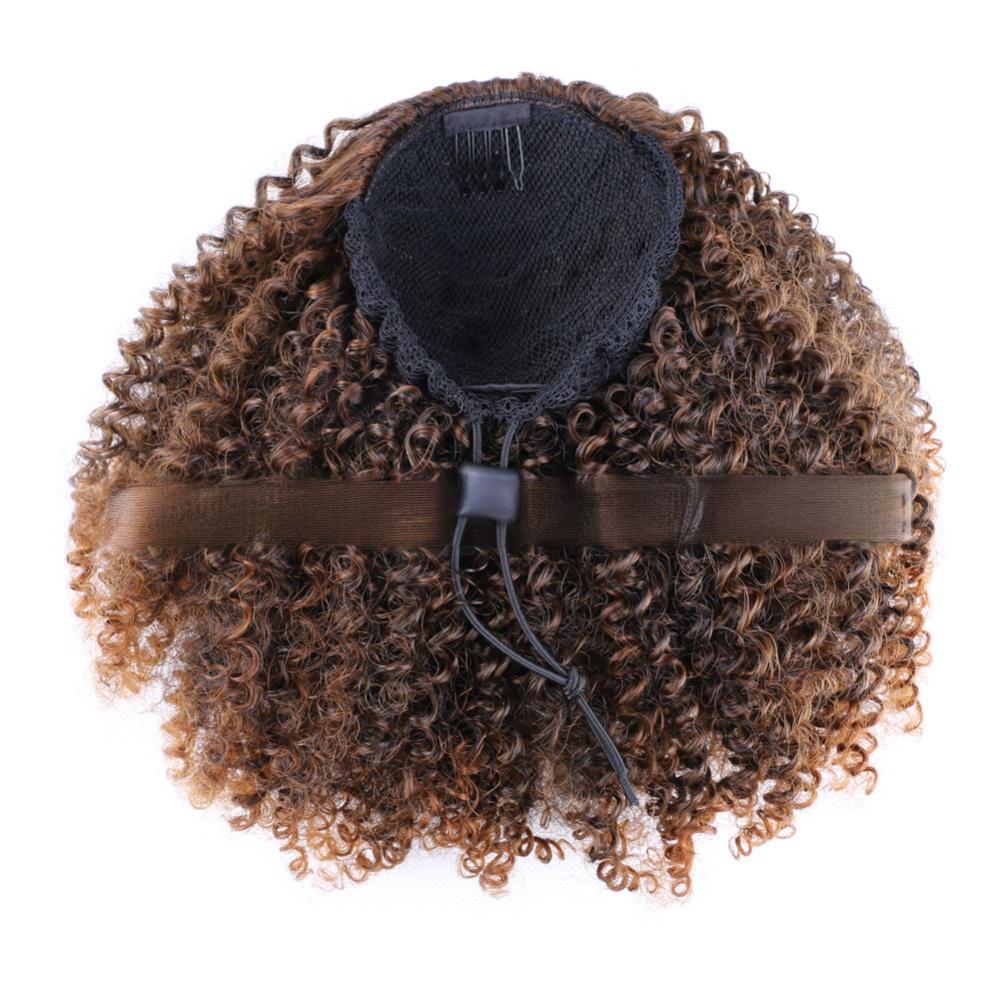 Afro curly ponytail drawstring synthetic 10 inch small curly hair-2