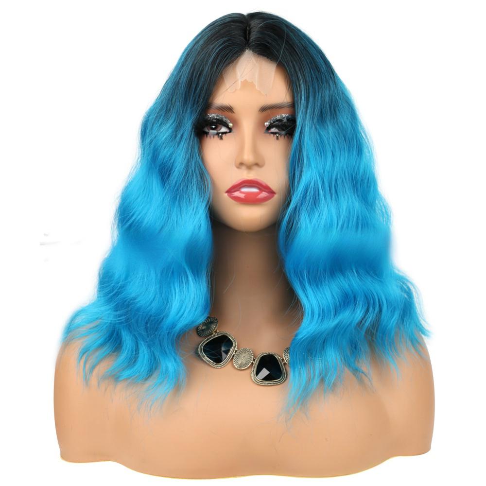 Synthetic fiber wigs lace size big wave-3