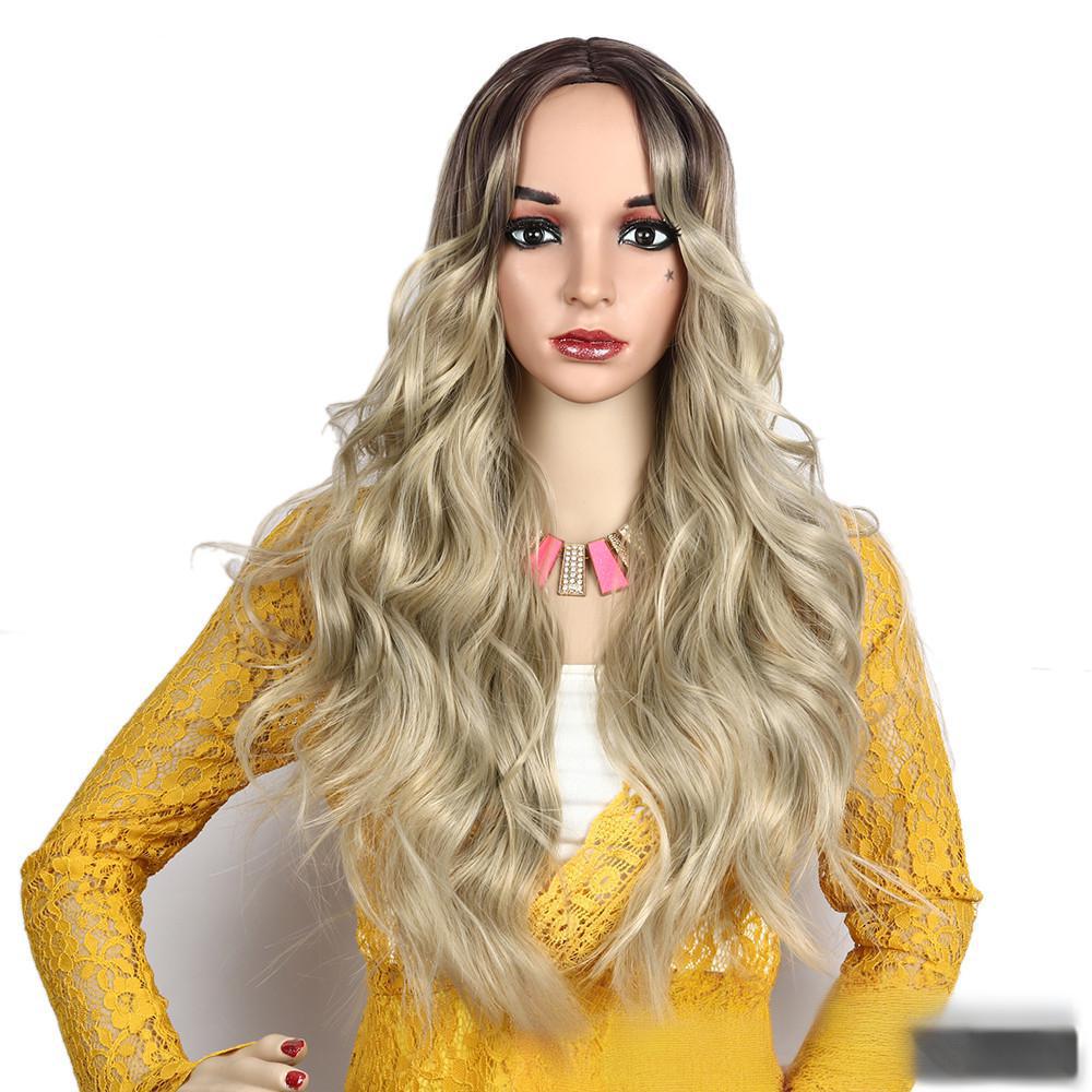 Fiber wig  big wave gray color-4