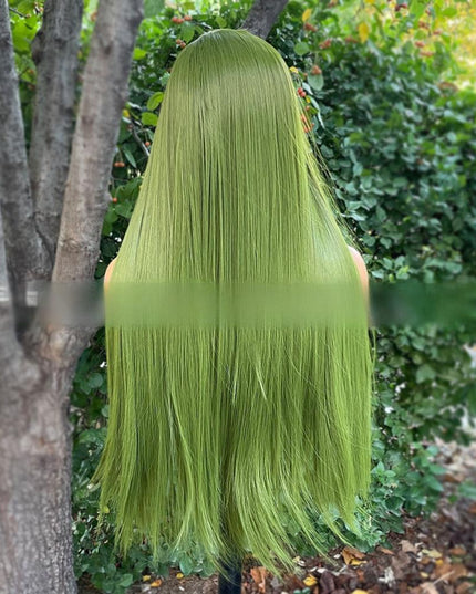 Synthetic lace frontal color wig---13*4---yellow-green color---- pay 1 get 2