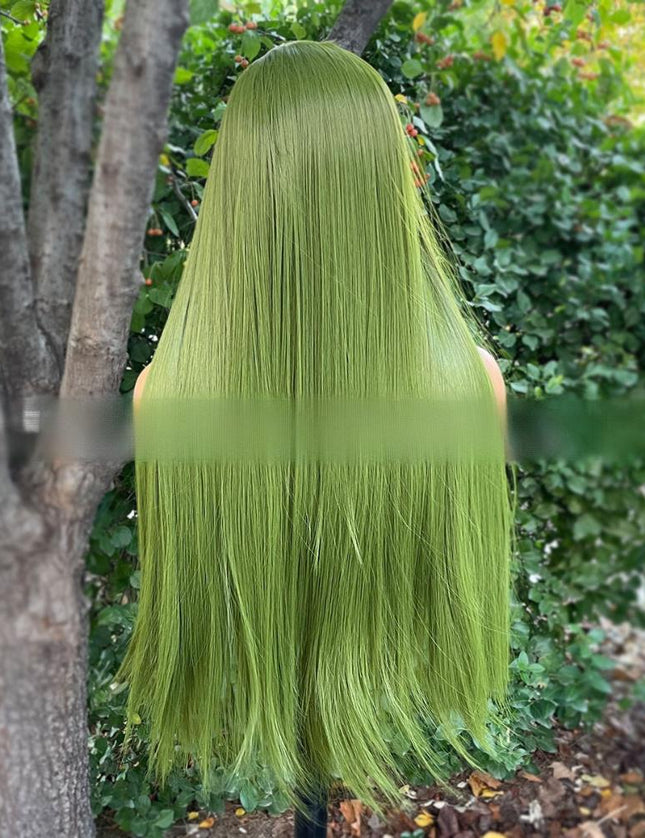 Synthetic lace frontal color wig---13*4---yellow-green color---- pay 1 get 2