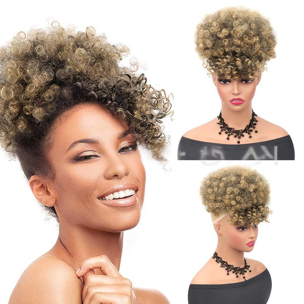 fiber hair bang for Afro Puff Wig-2
