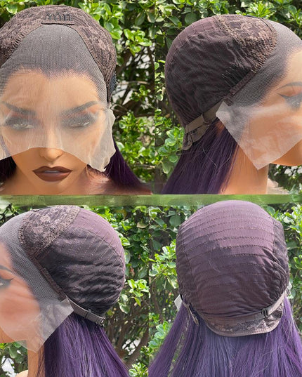 Synthetic lace frontal color wig wavy---13*4---purple color