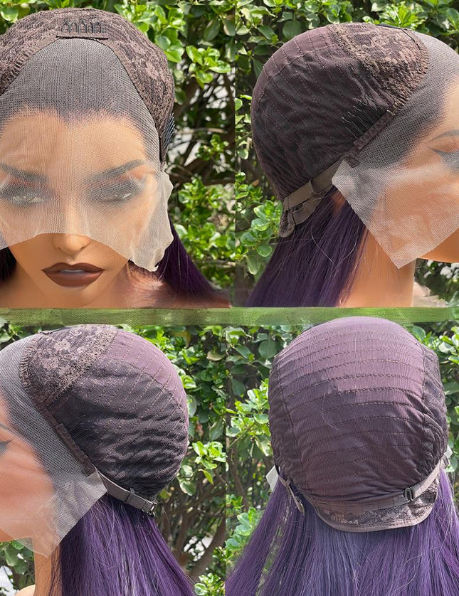 Synthetic lace frontal color wig wavy---13*4---purple color