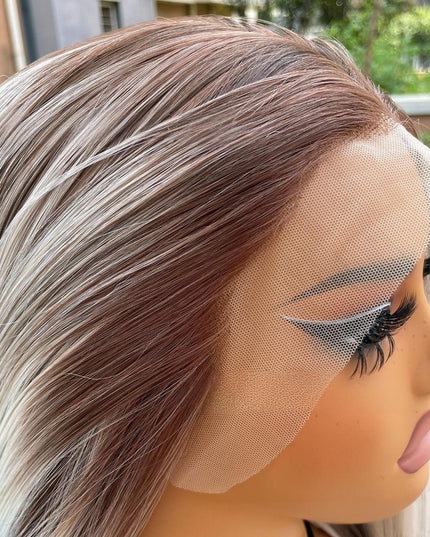 Synthetic lace frontal color wig straight---13*4---Blonde and Brown color---pay 1 get 2