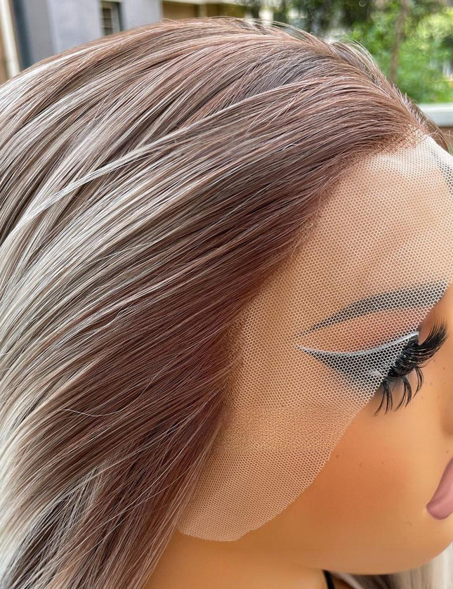 Synthetic lace frontal color wig straight---13*4---Blonde and Brown color---pay 1 get 2