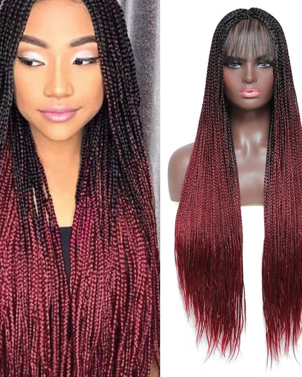 Synthetic Transparent Full Lace Braided Wigs Knotless Box Braids Wig # 1B/99j