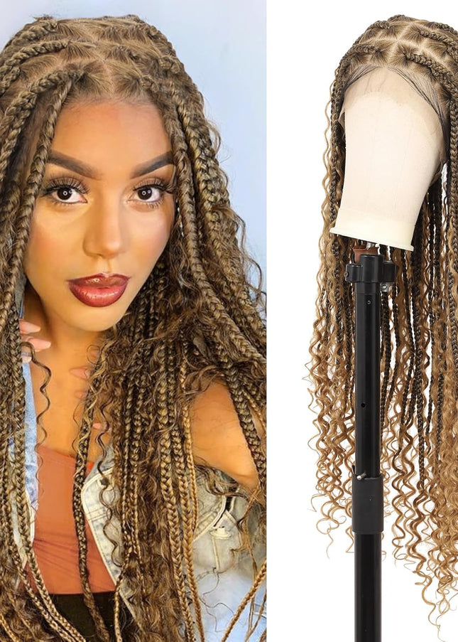 Synthetic Long Bohemian Braided Wigs Boho Box Braid Wigs for Black Women Twisted Braids Full Lace Braided Wigs -1B/27
