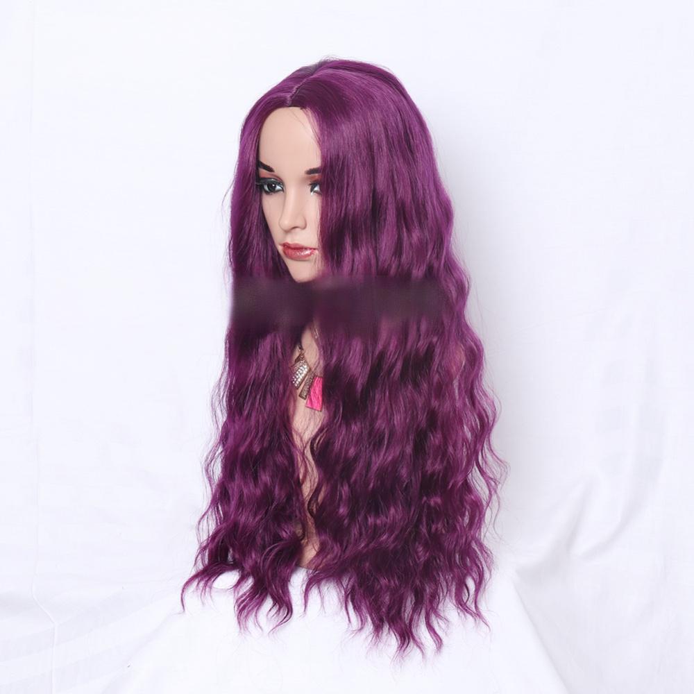 synthetic fiber purple color wig