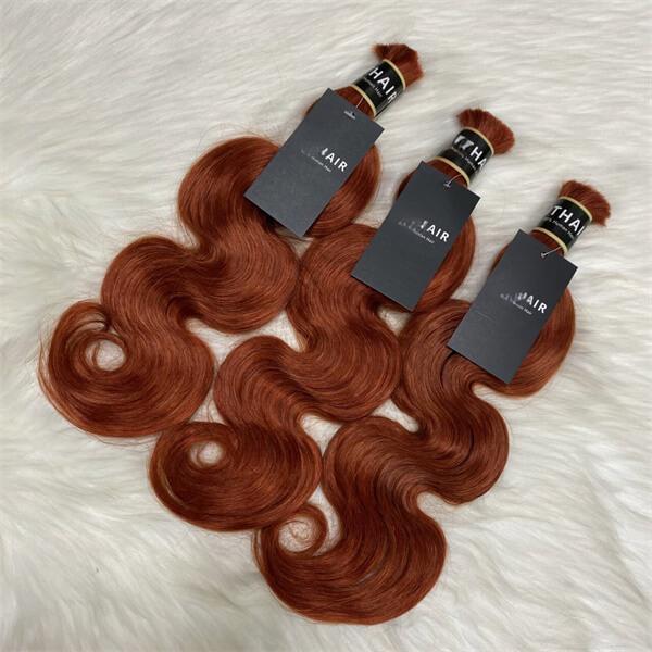 Body wave reddish brown color 15A human hair bulk for braiding