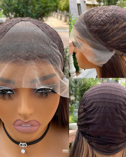 Synthetic lace frontal color wig straight---13*4---P4/27 color---pay 1 get 2