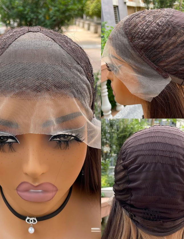 Synthetic lace frontal color wig straight---13*4---P4/27 color---pay 1 get 2