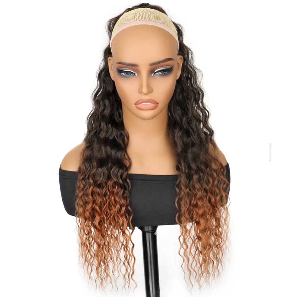 24 inch Drawstring style synthetic Deep wave , ponytail-ombre 1b/30
