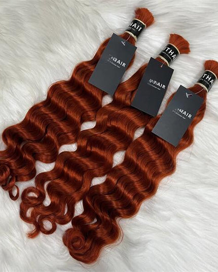 Loose deep wave dark ginger color 15A human hair bulk for braiding