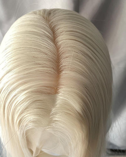 Synthetic lace frontal color wig straight---13*6---platium blonde color