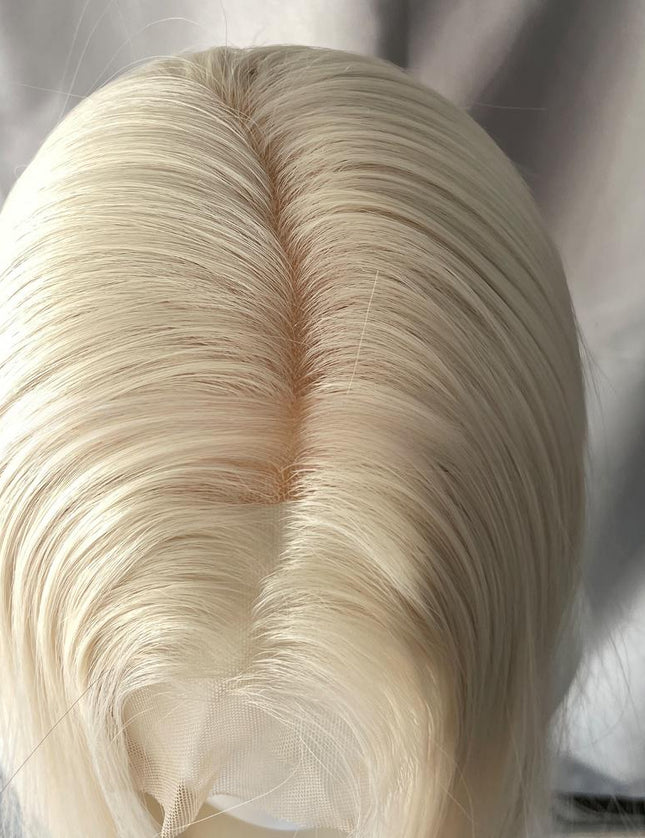 Synthetic lace frontal color wig straight---13*6---platium blonde color