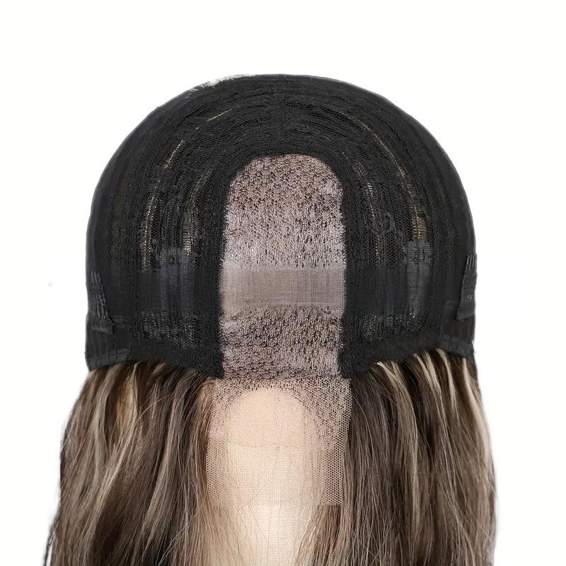 Synthetic fiber Small lace middle parting wig-2