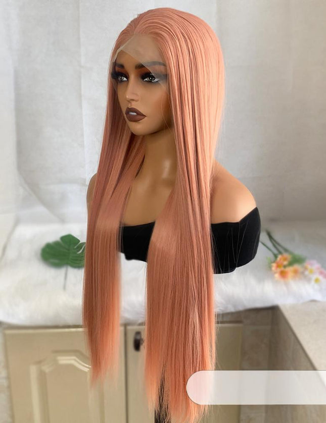 Synthetic lace frontal color wig---13*4---smoke pink color--- pay 1 get 2