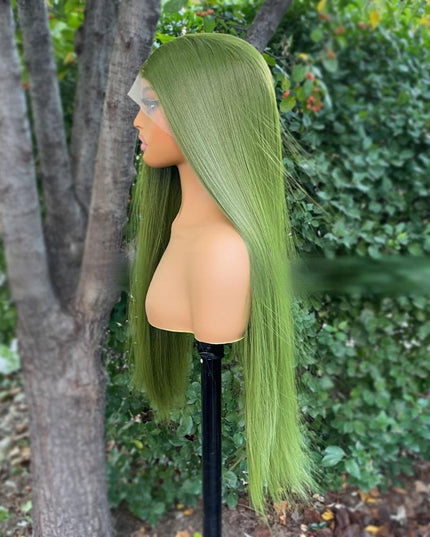 Synthetic lace frontal color wig---13*4---yellow-green color---- pay 1 get 2