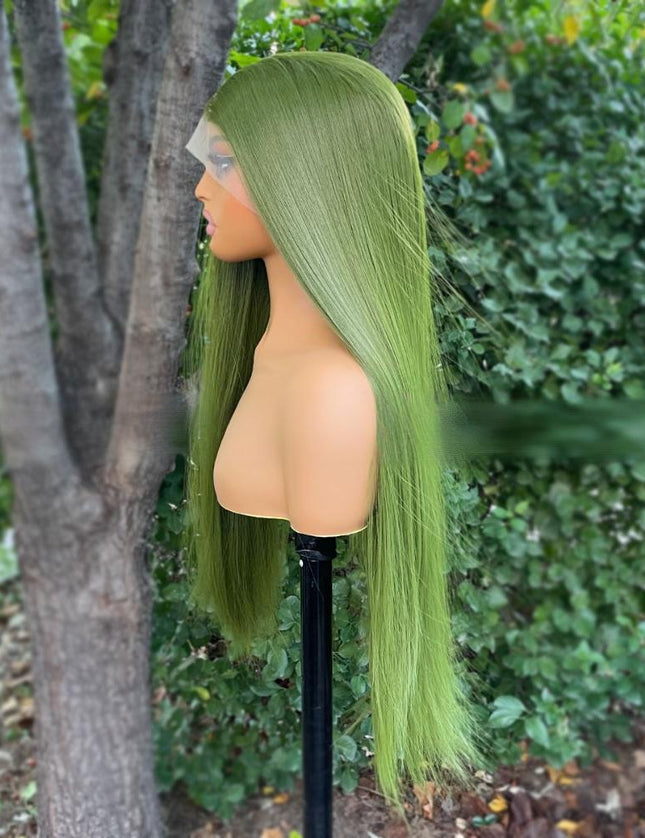 Synthetic lace frontal color wig---13*4---yellow-green color---- pay 1 get 2