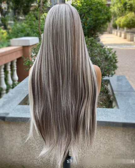 Synthetic lace frontal color wig straight---13*4---Blonde and Brown color---pay 1 get 2