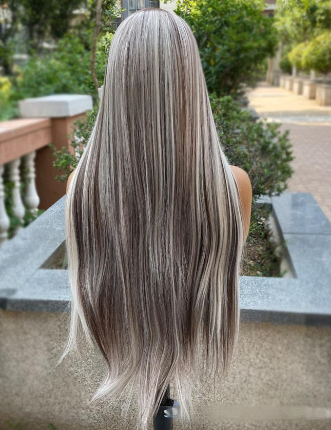 Synthetic lace frontal color wig straight---13*4---Blonde and Brown color---pay 1 get 2