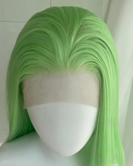Synthetic lace frontal color wig straight---13*4---light green color--pay 1 get 2