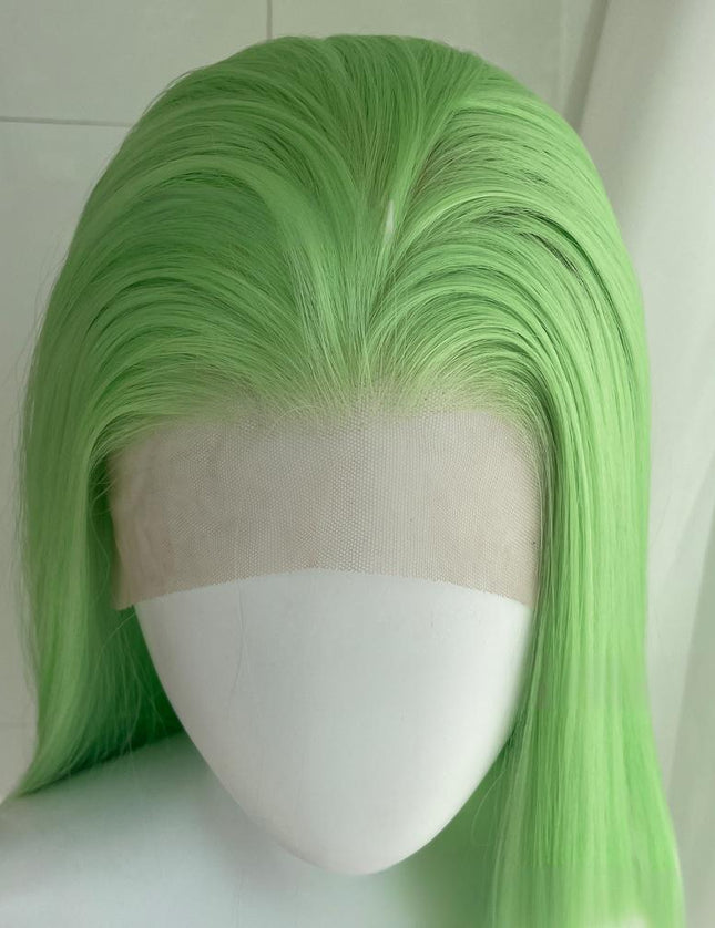 Synthetic lace frontal color wig straight---13*4---light green color--pay 1 get 2