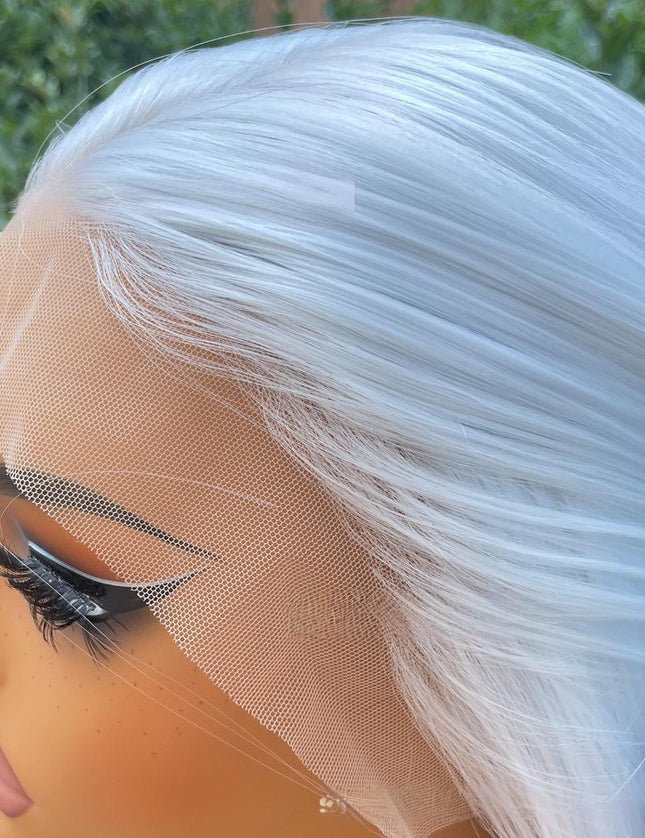 Synthetic lace frontal color wig straight---13*4---blue white color--pay 1 get 2