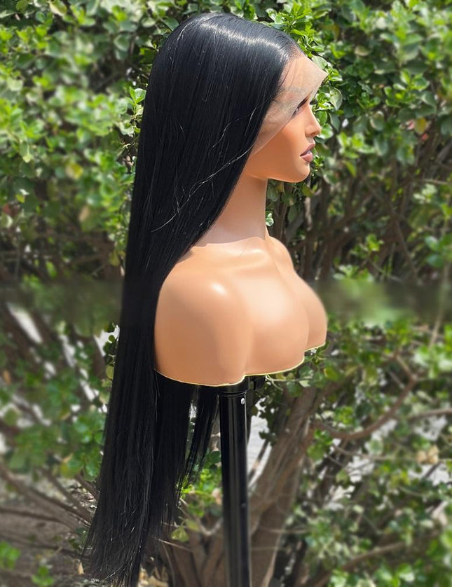 Synthetic lace frontal color wig---13*6---natural black color